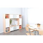 Möbelsatz Bücherecke + Schrank S grau/weiß – Quadro 81-180° - SET6128 b 17
