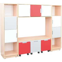 Möbelsatz Bücherecke + Schrank S grau/weiß/rot - Quadro 82-180° – Bild 2