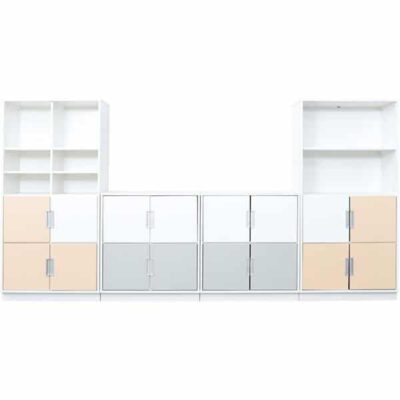 Möbelsatz Schrank M+XL - weiß/grau/beige - Quadro 85-180°