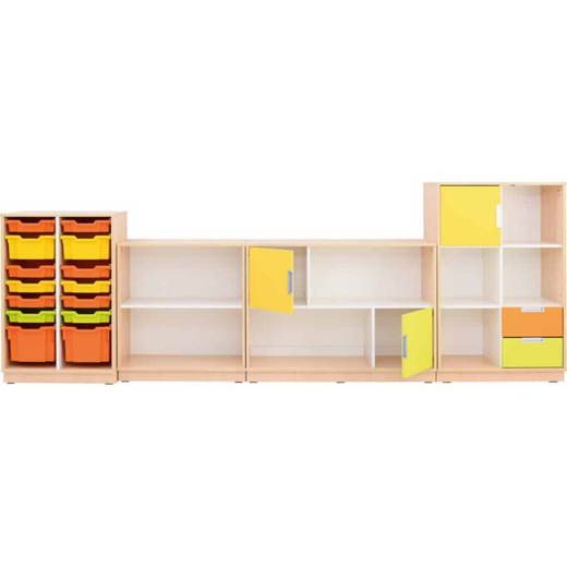 SET6139 Möbelsatz Schrank M+L orange/gelb/limone – Quadro 86-180° - SET6139