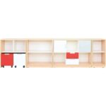 Möbelsatz Schrank M – grau/weiß/rot – Quadro 90-180° - SET6146