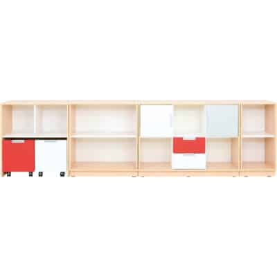 Möbelsatz Schrank M - grau/weiß/rot - Quadro 90-180°