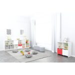 Möbelsatz Schrank M – grau/weiß/rot – Quadro 90-180° - SET6146W