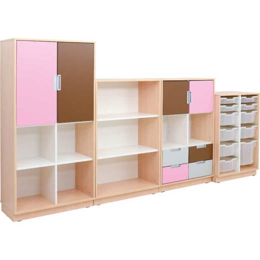 SET6148 Möbelsatz Schrank L+M flieder/braun/grau – Quadro 91-180° - SET6148