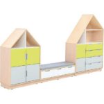 Möbelsatz Hausschrank – weiß/grau/limone – Quadro 157-180° - SET6313 b 19