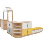 Möbelsatz Raumteiler-Schrank – weiß/gelb/grau – Quadro 174-180° - SET6351 b 19