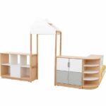 Möbelsatz Raumteiler-Schrank – weiß/gelb/grau – Quadro 174-180° - SET6351 c 19