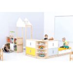 Möbelsatz Raumteiler-Schrank – weiß/gelb/grau – Quadro 174-180° - SET6351 k 19
