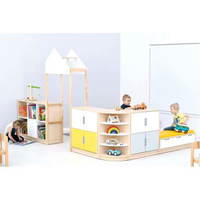 Möbelsatz Raumteiler-Schrank - weiß/gelb/grau - Quadro 174-180° – Bild 3