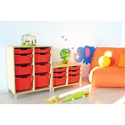 Möbelsatz Regal S+M inkl. Kunststoffbehälter rot - Flexi 35