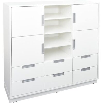 Schrank L mit 4 Türen und 6 Schubladen - Breite: 116 cm - weiß (Quadro 113-180°)