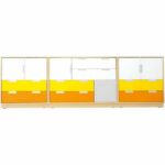 Möbelsatz Schrank M – weiß/grau/gelb/orange – Quadro 4-180° - set6022 a 15