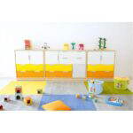 Möbelsatz Schrank M – weiß/grau/gelb/orange – Quadro 4-180° - set6022 b 15
