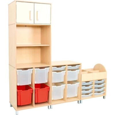 Möbelsatz Regal + Aufsatzregal S+M inkl. Kunststoffbehälter - Flexi 106