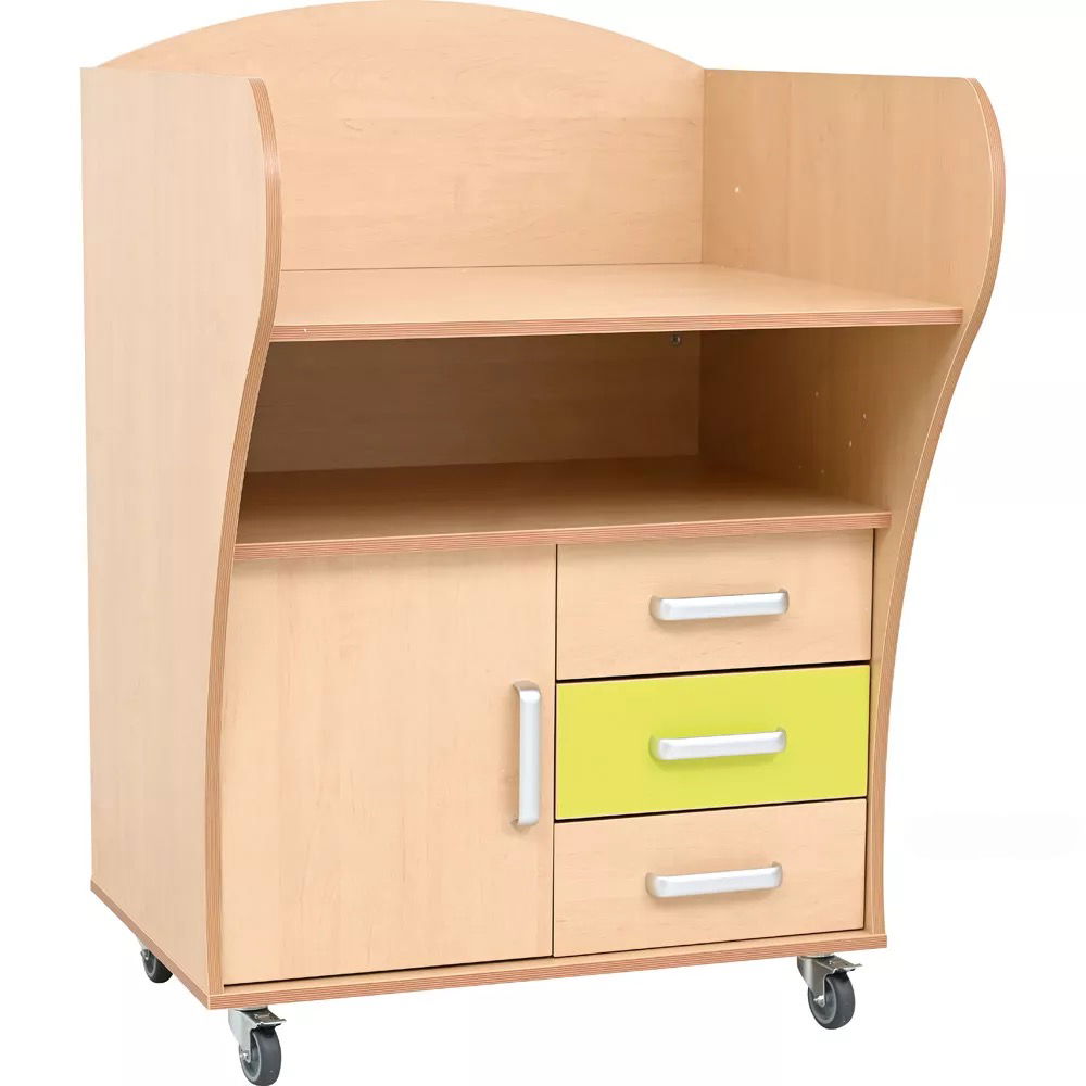 Wickelkommode auf Rollen, Birke