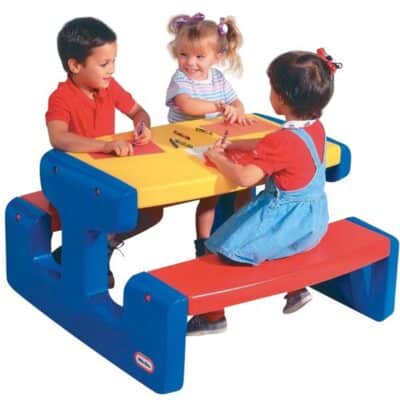 Großer Picknicktisch - blau/rot/gelb