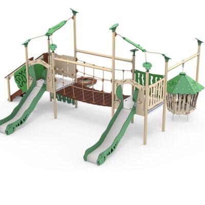 Zwei-Turm-Spielanlage Dixo - inkl. Hängebrücke & Rutschen - LEDON Explore - EX216