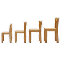 Holztisch trapezförmig mit Massivholzgestell – Bild 3