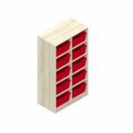 Garderobenregal – 10 offene Fächer mit 10 Kunststoffboxen - regal10boxen