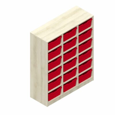 Garderobenregal - 18 offene Fächer mit 18 Kunststoffboxen