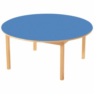 Tisch rund - mit beschichteter Tischplatte mit Beinen aus Holz