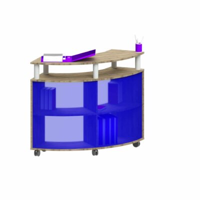 Empfangstresen Marlow - Rückwand im Außenradius, Acrylglas außen