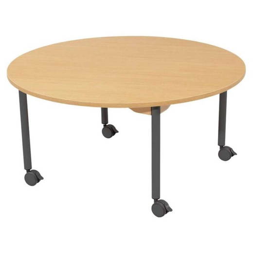 TISCH MIT GERÄUSCHARMER PLATTE - FUSSTEIL MIT ROLLEN - Rund Ø 120 cm Tisch Rund Ø 120 cm – mit geräuscharmer Platte – Beinen aus Metall und Rollen - TISCH MIT GERÄUSCHARMER PLATTE – FUSSTEIL MIT ROLLEN – Rund Ø 120 cm
