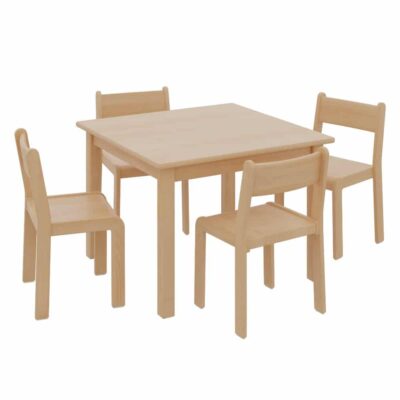 Quadrattisch mit 4 TIM-Stühlen