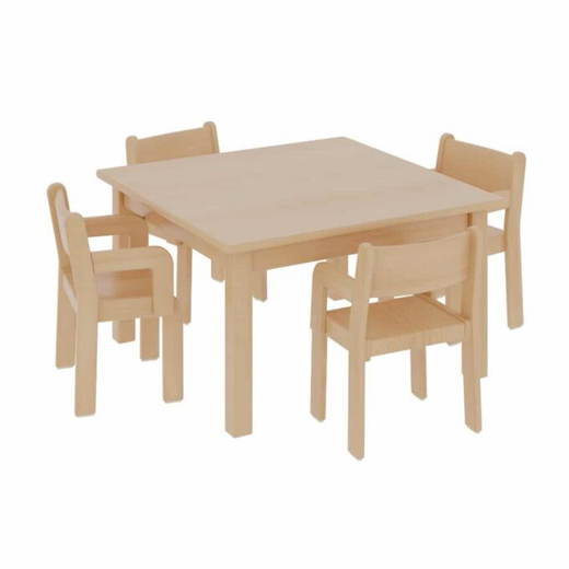 quadrattisch-4-stuehle-mit-lehne Quadrattisch mit 4 TIM-Armlehnenstühlen - quadrattisch 4 stuehle mit lehne