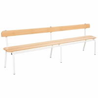 Metall- und Holzbank mit Rückenlehne (3 Latten - 200x32 cm)