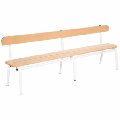 Metall- und Holzbank mit Rückenlehne (5 Latten - 160x41 cm)