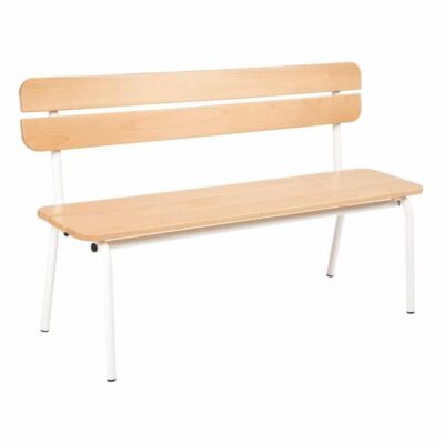 Metall- und Holzbank mit Rückenlehne (5 Latten - 120x41 cm)