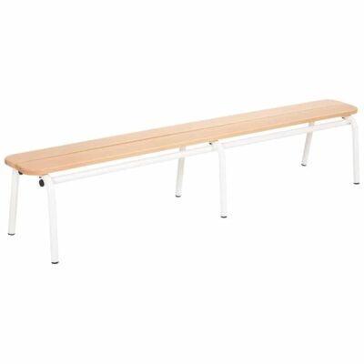 Metall- und Holzbank ohne Rückenlehne (3 Latten – 160x41 cm)