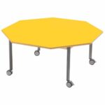 Tisch achteckig – mit beschichteter Tischplatte mit Beinen aus grauem Metall und  Rollrädern - tisch achteckig 120cm
