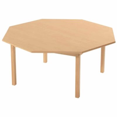 Tisch achteckig - mit beschichteter Tischplatte mit Beinen aus Holz