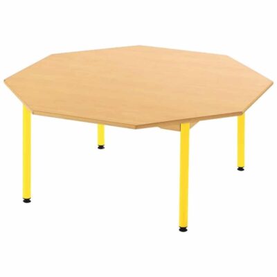 Tisch achteckig - mit beschichteter Tischplatte mit Beinen aus Metall