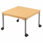 Tisch quadratisch 80×80 cm – mit beschichteter Tischplatte mit Beinen aus grauem Metall und Rollrädern - tisch quadratisch 80×80 rollen
