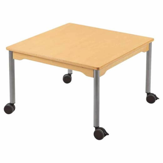 tisch-quadratisch-80x80-rollen Tisch quadratisch 80×80 cm – mit beschichteter Tischplatte mit Beinen aus grauem Metall und Rollrädern - tisch quadratisch 80×80 rollen