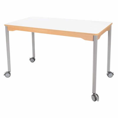 Tisch rechteckig 120×60 cm – mit Metallbeinen und Rädern