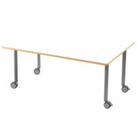 Tisch rechteckig 120x80 cm - mit beschichteter Tischplatte mit Beinen aus grauem Metall und Rollrädern
