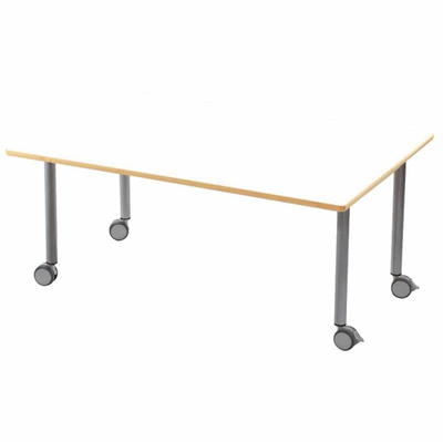 Tisch rechteckig 120×80 cm – mit beschichteter Tischplatte mit Beinen aus grauem Metall und Rollrädern