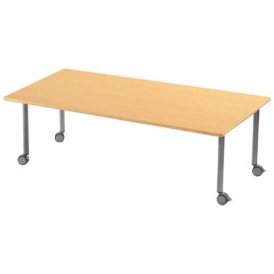 Tisch rechteckig 160x80 cm - mit geräuscharmer Platte - Beinen aus Metall und Rollen