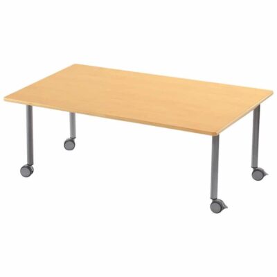 Tisch rechteckig 120x80 cm - mit geräuscharmer Platte - Beinen aus Metall und Rollen