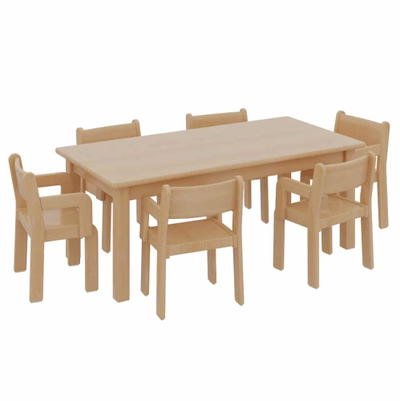 Rechtecktisch mit 6 TIM-Armlehnenstühlen
