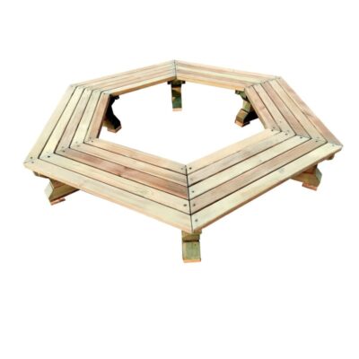 6-Eck-Baumbank aus Kiefernholz