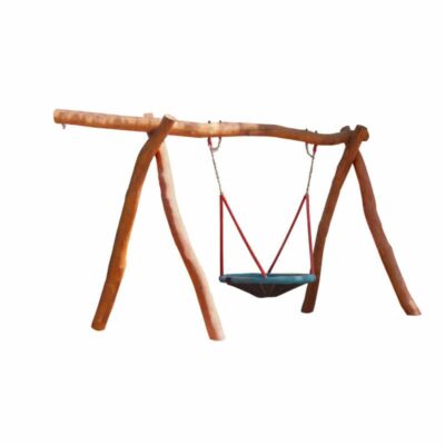 Vogelnest-Schaukelgestell aus Robinien-Holz mit Sitz, Stahlankern und Überstand