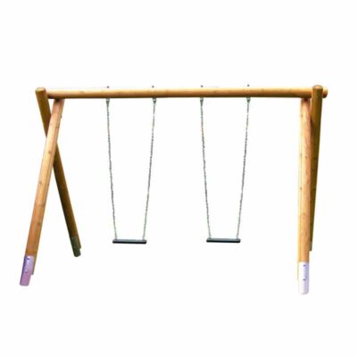 2-Platz Schaukelgestell mit Sitzen und Stahlankern aus Kiefernholz