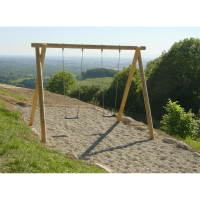 2-Platz Schaukelgestell mit Sitzen und Stahlankern aus Kiefernholz – Bild 3