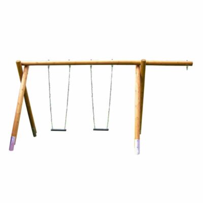 2-Platz Schaukelgestell mit Sitzen, Stahlankern und Überstand aus Kiefernholz