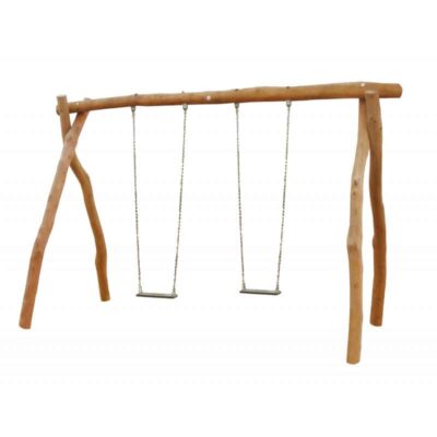 2-Platz Schaukelgestell mit Sitzen und Stahlankern aus Robinien-Holz